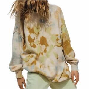 Free People Cosmos Tie Dye Oversized Pullover Crewneck Sweater XS